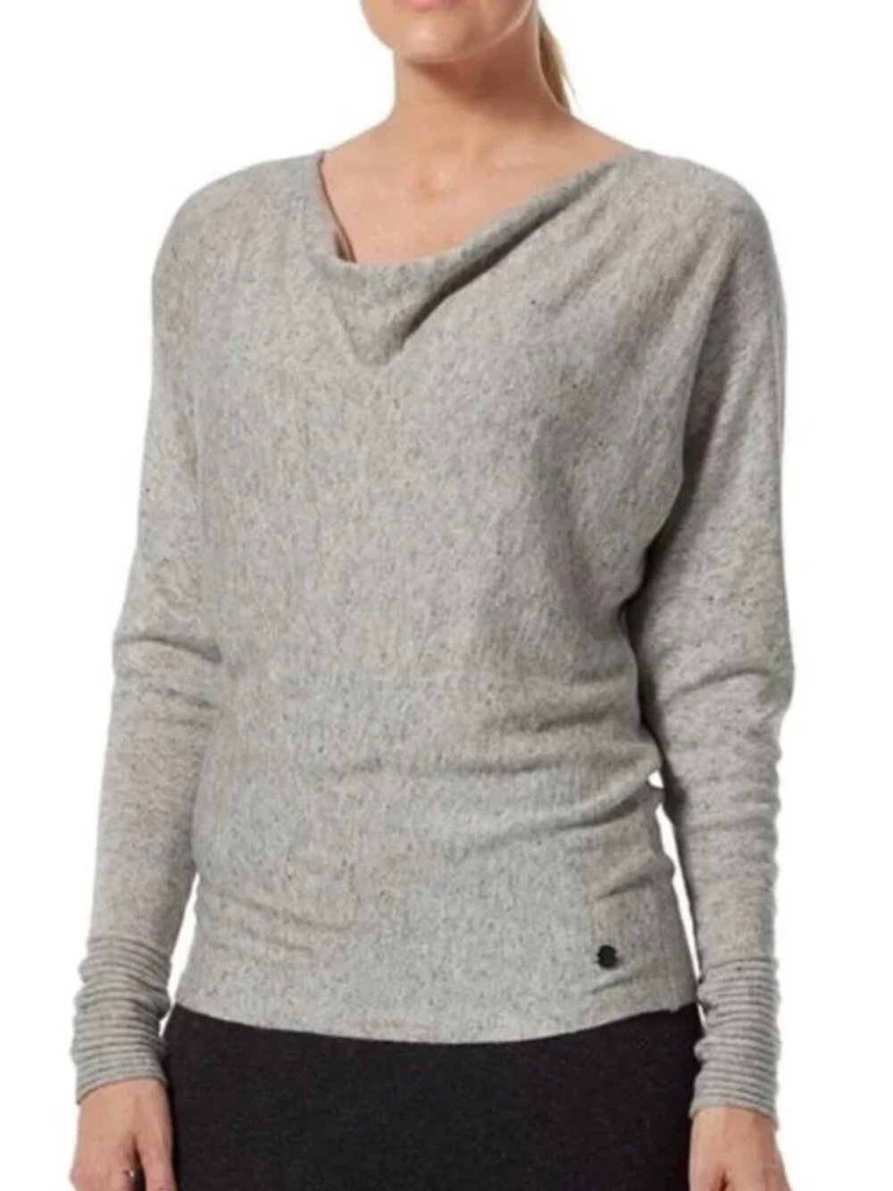 Royal Robbins Highlands Gray Cowl Neck Merino Wool Blend Sweater Size M